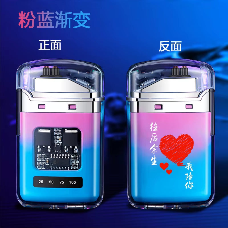 Electric Double Arc USB Rechargeable Lighter Plasma Outdoor Windproof Battery Display Type-C Smoking Accessories Men'S Gifts