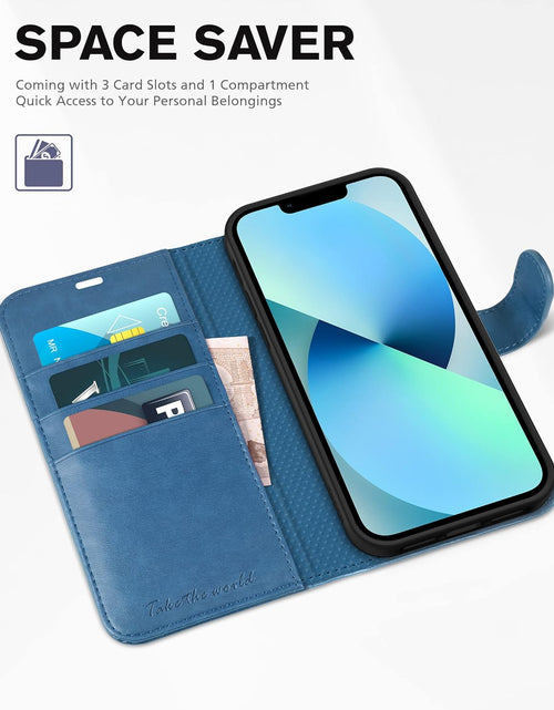 Load image into Gallery viewer, Case for Iphone 13 Wallet Case 5G, RFID Blocking Card Slot Holder [TPU Interior Protective Case], Magnetic Folio PU Leather Stand Flip Cover Compatible with Iphone 13 6.1" 2021, Lake Blue
