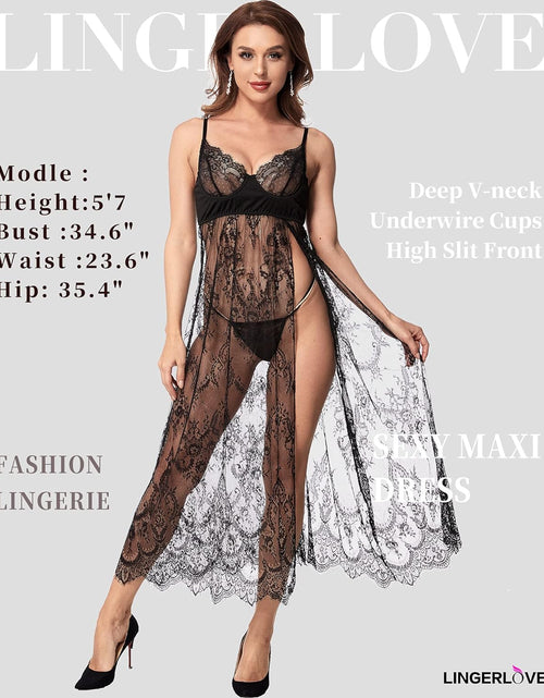 Load image into Gallery viewer, Women'S plus Size Lingerie Sexy Split Maxi Long Gown Sheer Dress
