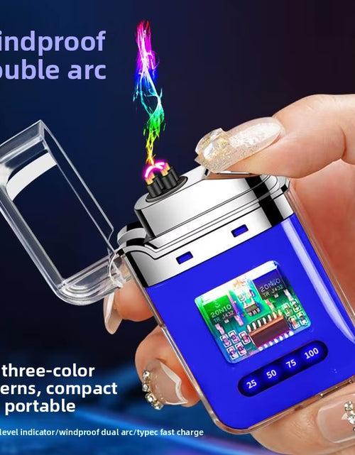 Load image into Gallery viewer, Electric Double Arc USB Rechargeable Lighter Plasma Outdoor Windproof Battery Display Type-C Smoking Accessories Men'S Gifts
