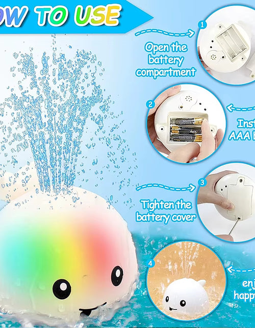 Load image into Gallery viewer, Baby Bath Toys, Toddler Bath Toys for Kids Ages 1-3, Light up Whale Bath Toy Sprinkler, Pool Water Table Infant Baby Toys 6-12-1
