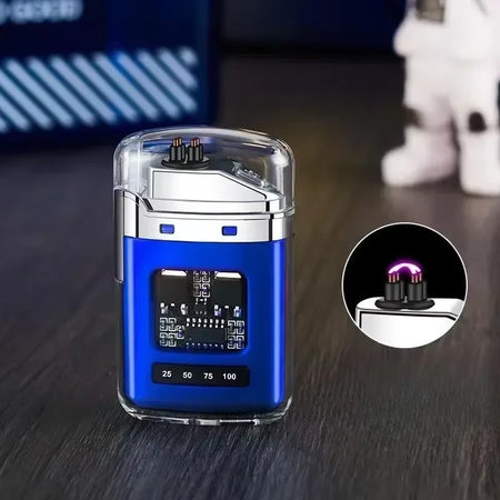 Electric Double Arc USB Rechargeable Lighter Plasma Outdoor Windproof Battery Display Type-C Smoking Accessories Men'S Gifts