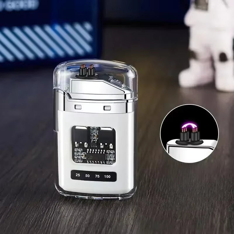 Electric Double Arc USB Rechargeable Lighter Plasma Outdoor Windproof Battery Display Type-C Smoking Accessories Men'S Gifts