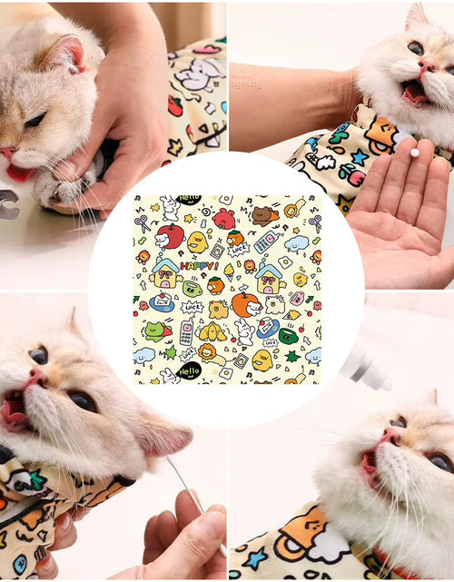 Load image into Gallery viewer, Cat Grooming Wrap Self-Adherent Cat Swaddle Burrito Wrap Anti-Bite Anti-Scratch Anti-Escape for Medicine Nail Clipping Pet Tool
