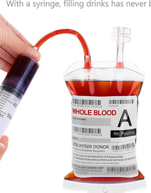 Load image into Gallery viewer, Blood Bags for Drinks, 10 IV Bags for Halloween Party Decoration, Reusable Drink Pouch for Live Blood of Theme Parties, Masquerade,Vampire,Zombie,Nurse Graduation Party Props
