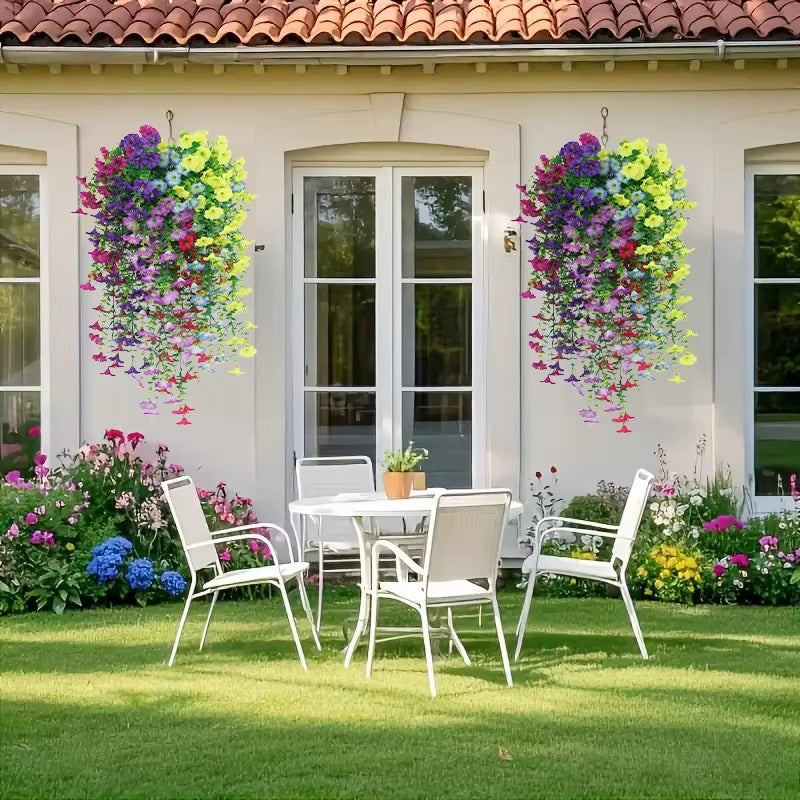 Artificial Flower New Artificial Hanging Flowers and Plants Easter Decoration 2025 Uv-Resistant and Realistic Room Decor Wedding