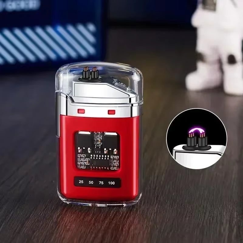Electric Double Arc USB Rechargeable Lighter Plasma Outdoor Windproof Battery Display Type-C Smoking Accessories Men'S Gifts