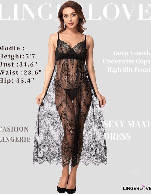 Load image into Gallery viewer, Women'S plus Size Lingerie Sexy Split Maxi Long Gown Sheer Dress
