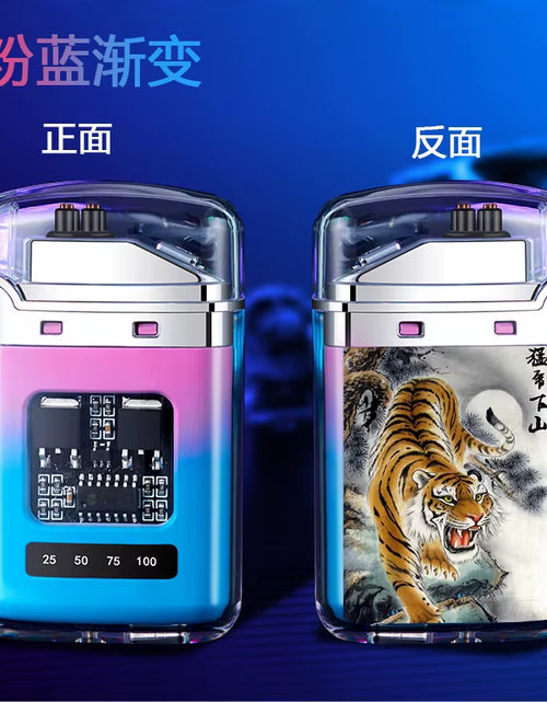 Load image into Gallery viewer, Electric Double Arc USB Rechargeable Lighter Plasma Outdoor Windproof Battery Display Type-C Smoking Accessories Men'S Gifts
