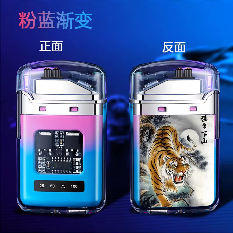 Electric Double Arc USB Rechargeable Lighter Plasma Outdoor Windproof Battery Display Type-C Smoking Accessories Men'S Gifts